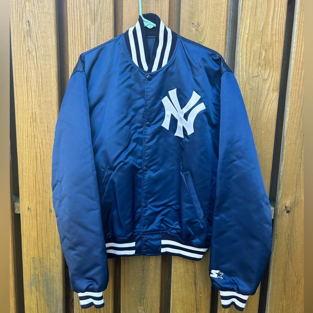 New York Yankees Vintage Satin Bomber Starter Jacket - Picture 1 of 6